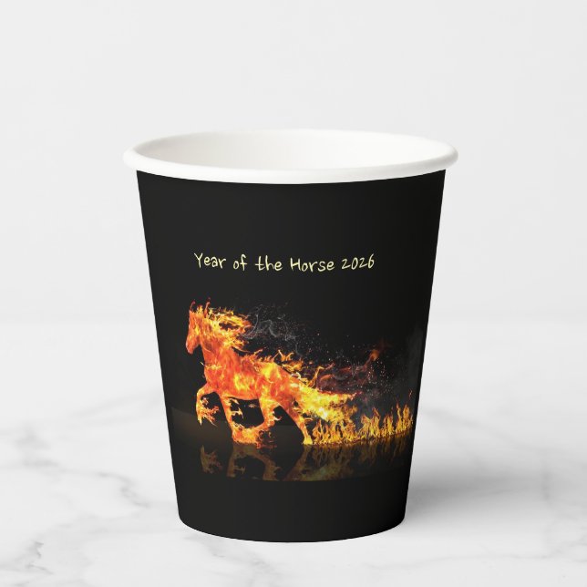 Vasos De Papel Año del Caballo 2026 (Caballo de Fuego) (Anverso)