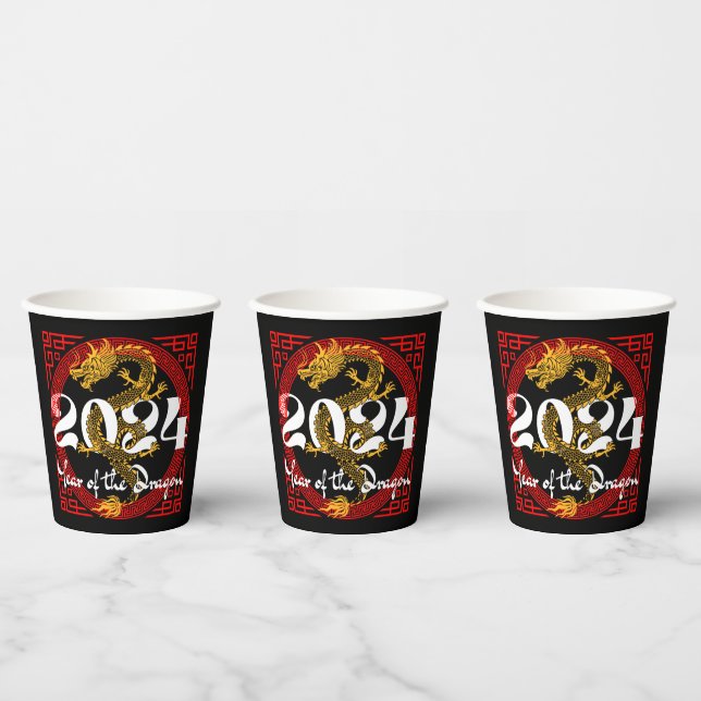 Vasos De Papel Año del Dragón 2024 zodiaco chino (Multi)