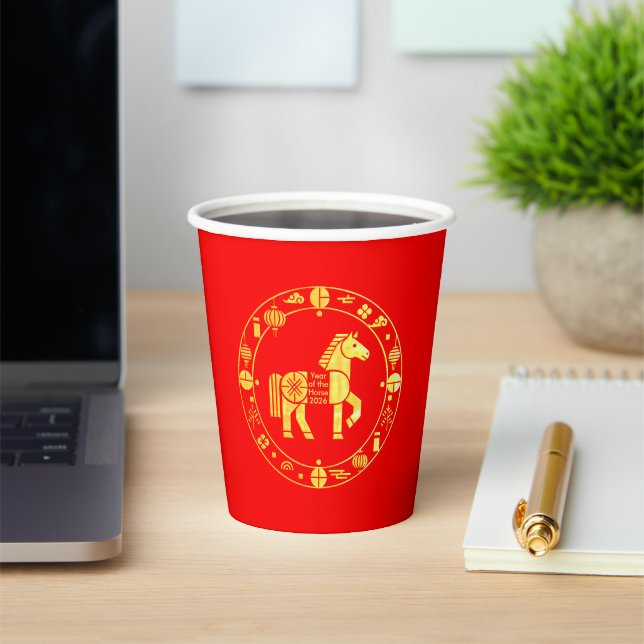 Vasos De Papel Año nuevo chino de oro 2026 (in situ)