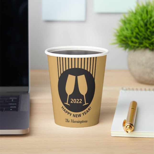 Vasos De Papel Año personalizado y texto Cubos de papel de champá (in situ)