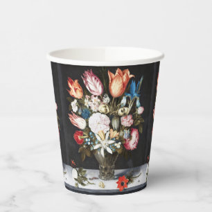 Vasos De Papel Antiguas Tulipas y Rosas Holandesas de Bosschaert