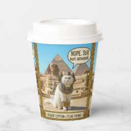 Vasos De Papel Antiguo Egipto Divertido Faraón Real Gato Blanco