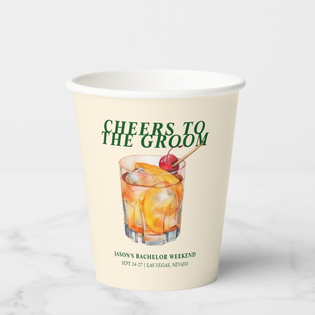 Vasos De Papel Antiguo fin de semana de Bachelet Cocktail (Anverso)