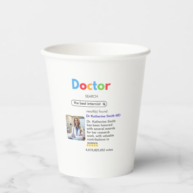 Vasos De Papel ANTISTRESS PHYSICIAN DOCTOR google INTERNIST (Anverso)