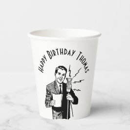 Vasos De Papel Anunciante de radio de cumpleaños vintage