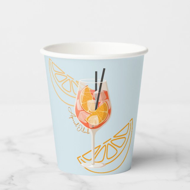 Vasos De Papel Aperol O'Clock (Anverso)