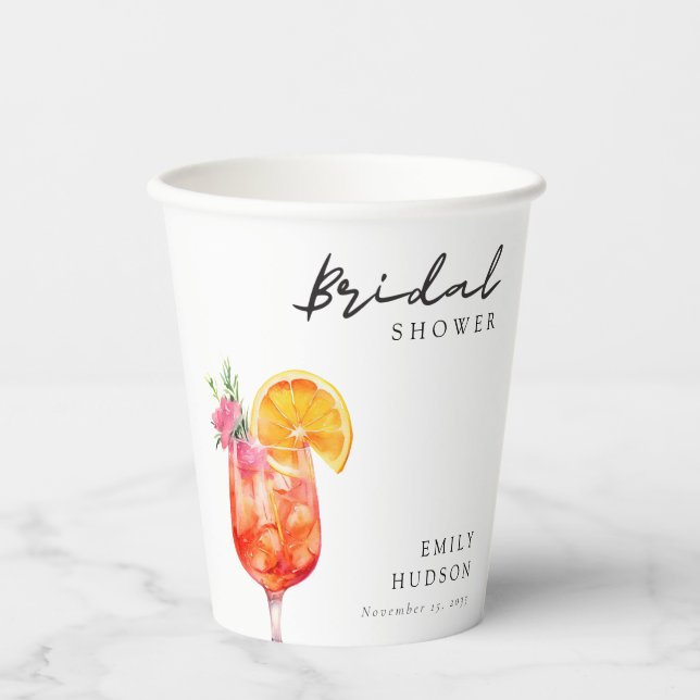Vasos De Papel Aperol Spritz Bridal Shower Floral (Anverso)