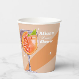 Vasos De Papel Aperol Spritz Floral Bridal Shower Cubos de papel