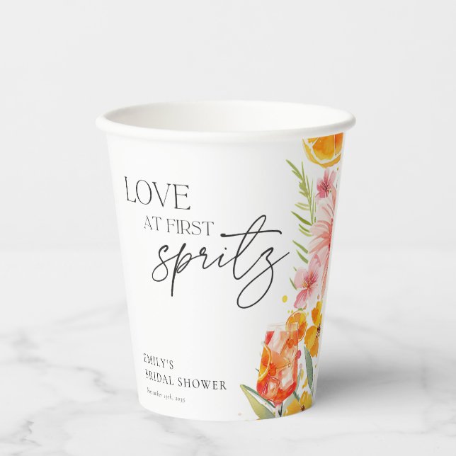Vasos De Papel Aperol Spritz Watercolor Bridal Shower (Anverso)