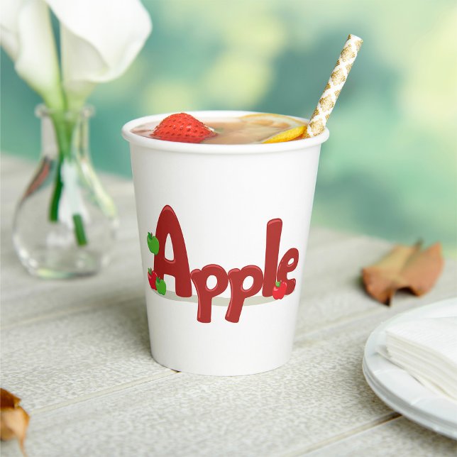 Vasos De Papel Apple Word Art con manzanas rojas y verdes (Subido por el creador)