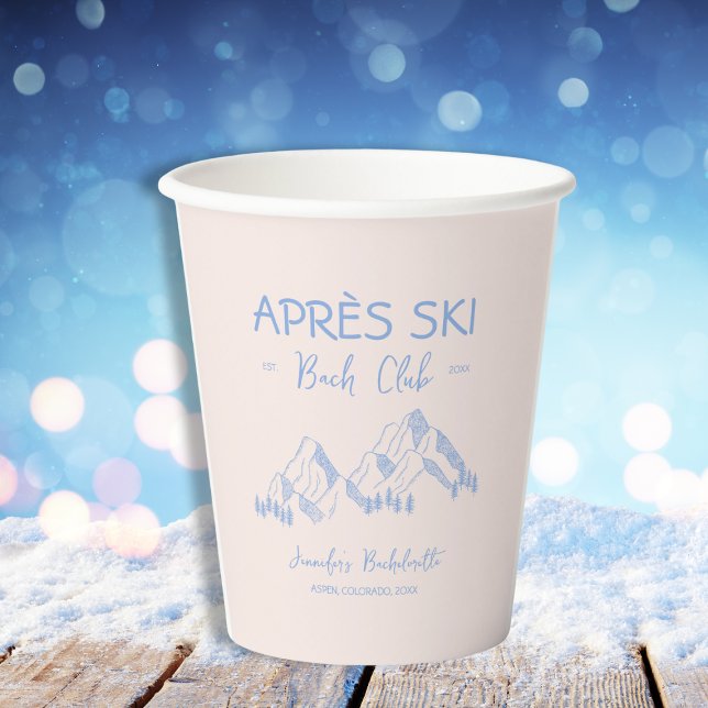 Vasos De Papel Apres Ski Club de Soltera de Invierno Bach (Apres Ski Winter Bachelorette Bach Club Paper Cups)