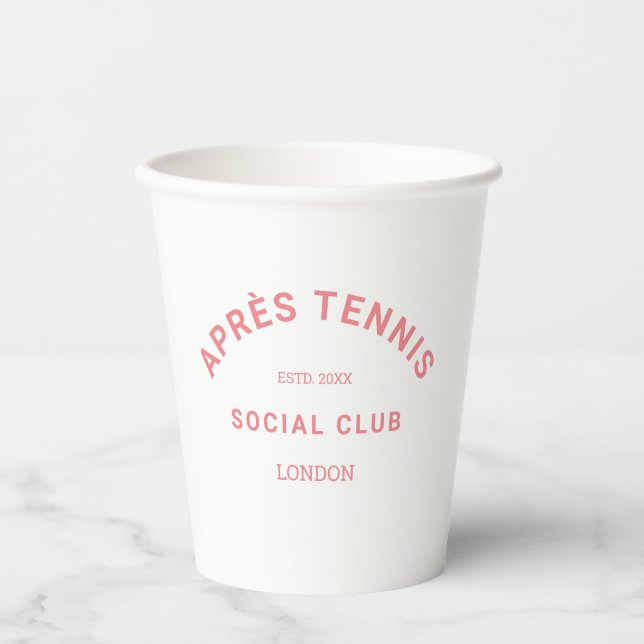 Vasos De Papel Après Tennis Social Club Crest personalizado rosa (Anverso)