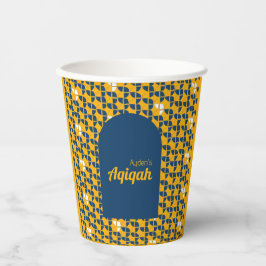 Vasos De Papel Aqiqah Baby Shower de color amarillo azul SHRIMPLY