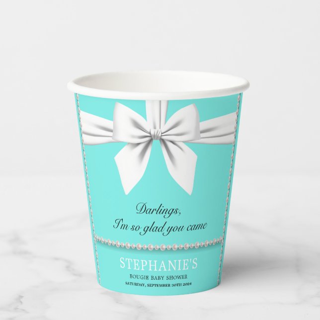 Vasos De Papel Aqua Elegant Fancy Tiffany Baby Shower Tableware (Anverso)