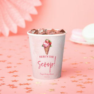 Vasos De Papel ¡Aquí está The Scoop! Baby Shower de Crema de hiel