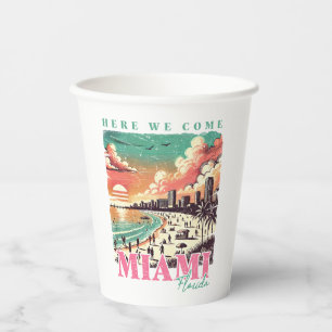 Vasos De Papel Aquí vamos Miami Florida - Vintage Miami Beach