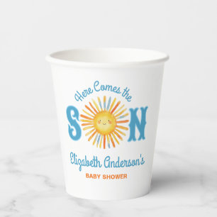 Vasos De Papel Aquí viene el Baby Shower del hijo