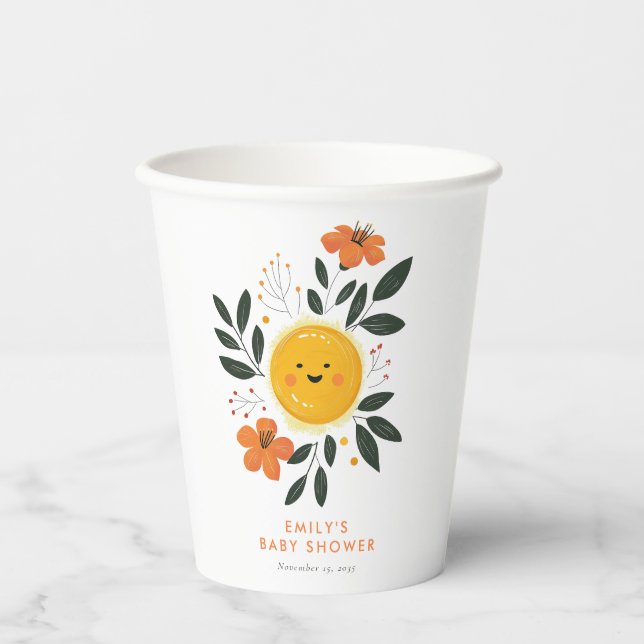 Vasos De Papel Aquí viene el Baby Shower del hijo (Anverso)