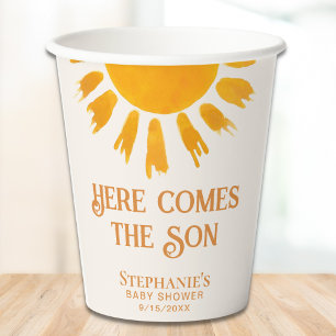 Vasos De Papel Aquí Viene El Baby Shower Del Hijo