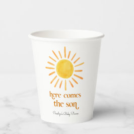 Vasos De Papel Aquí viene el Baby Shower del niño