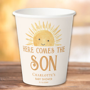 Vasos De Papel Aquí Viene El Baby Shower Del Niño