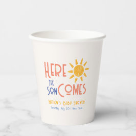 Vasos De Papel Aquí Viene El Baby Shower Retro Retro Mínimo De So