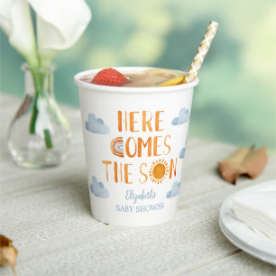 Vasos De Papel Aquí viene el Baby Shower Son Sunshine