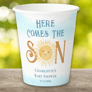 Vasos De Papel Aquí viene el Baby Shower Son Sunshine