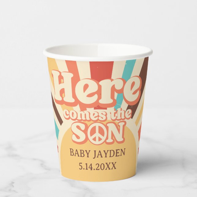 Vasos De Papel Aquí viene el Fiesta de Baby Shower Son (Izquierda)