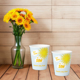 Vasos De Papel Aquí viene el hijo Chico Baby Shower