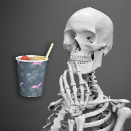 Vasos De Papel Araña divertida y murciélago en una telaraña