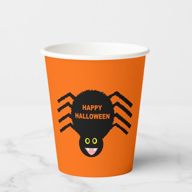 Vasos De Papel Araña negra de Halloween (Anverso)