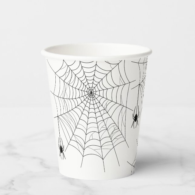Vasos De Papel Arañas y telarañas simples de Halloween (Anverso)