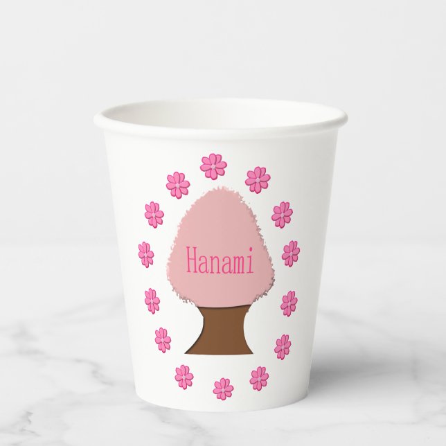 Vasos De Papel Árbol de cerezas japonés Hanami (Anverso)
