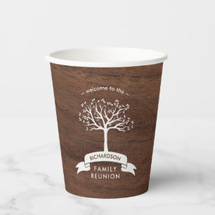 Vasos De Papel Árbol de familia rústica   Reunión familiar