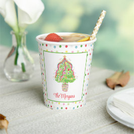 Vasos De Papel Árbol de navidad acuarela confetti