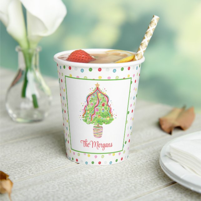 Vasos De Papel Árbol de navidad acuarela confetti (in situ)