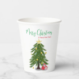 Vasos De Papel Árbol de Navidad con presente rojo