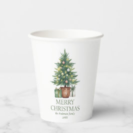 Vasos De Papel Árbol de navidad de acuarela rústica no foto