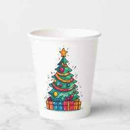 Vasos De Papel Árbol de Navidad lindo con regalos