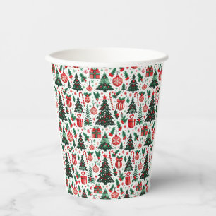 Vasos De Papel árbol de Navidad, regalos, bastón de caramelo