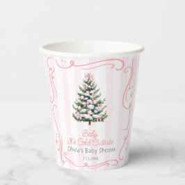 Vasos De Papel Árbol de Navidad Rosa Invierno Baby Shower