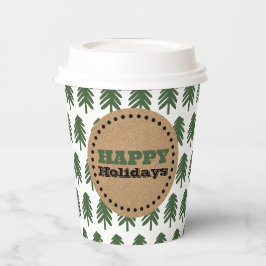 Vasos De Papel Árbol de Navidad verde y blanco moderno
