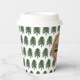 Vasos De Papel Árbol de Navidad verde y blanco moderno