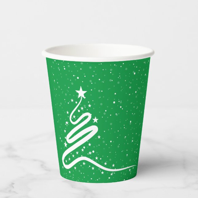 Vasos De Papel Árbol de Navidad y Nieve (Anverso)