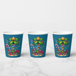 Vasos De Papel Árbol de palmas de Navidades tropicales