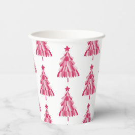 Vasos De Papel Árbol de vacaciones de Navidades rosados