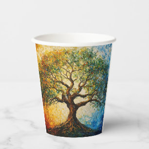 Vasos De Papel Árbol del conocimiento - Pintura de petróleo