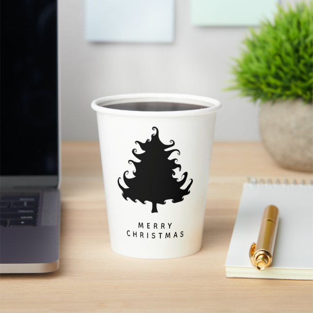Vasos De Papel Árbol negro Feliz Navidad (in situ)
