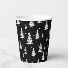 Vasos De Papel Árbol negro y blanco de Navidad